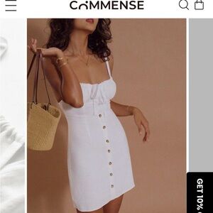 NWT Commense Linen White Button-Down Dress
